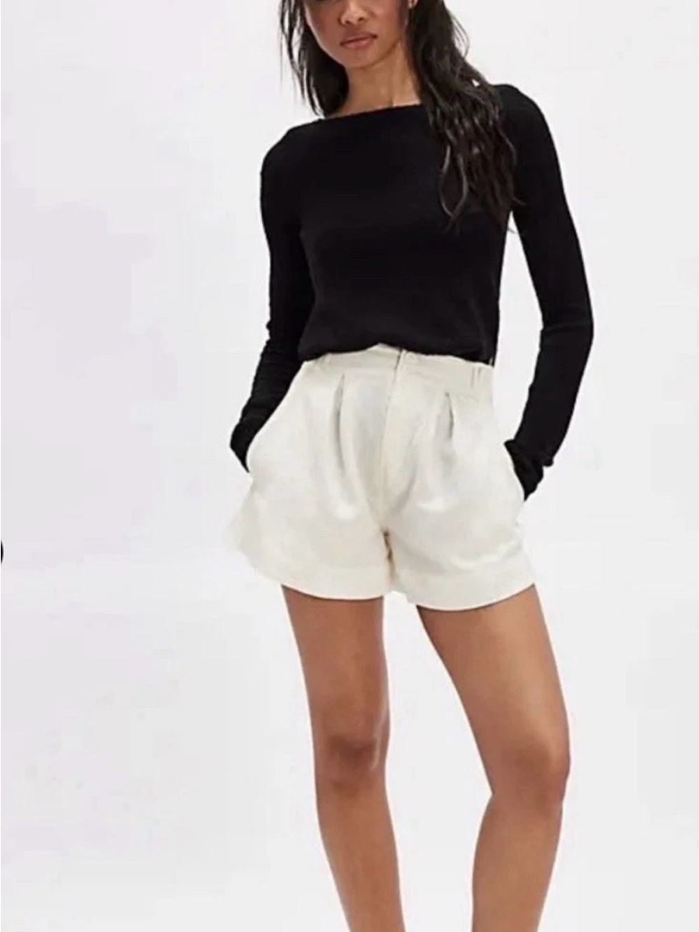 Free People Marina Tailored Trouser Shorts Ivory Size 8(32x3”)